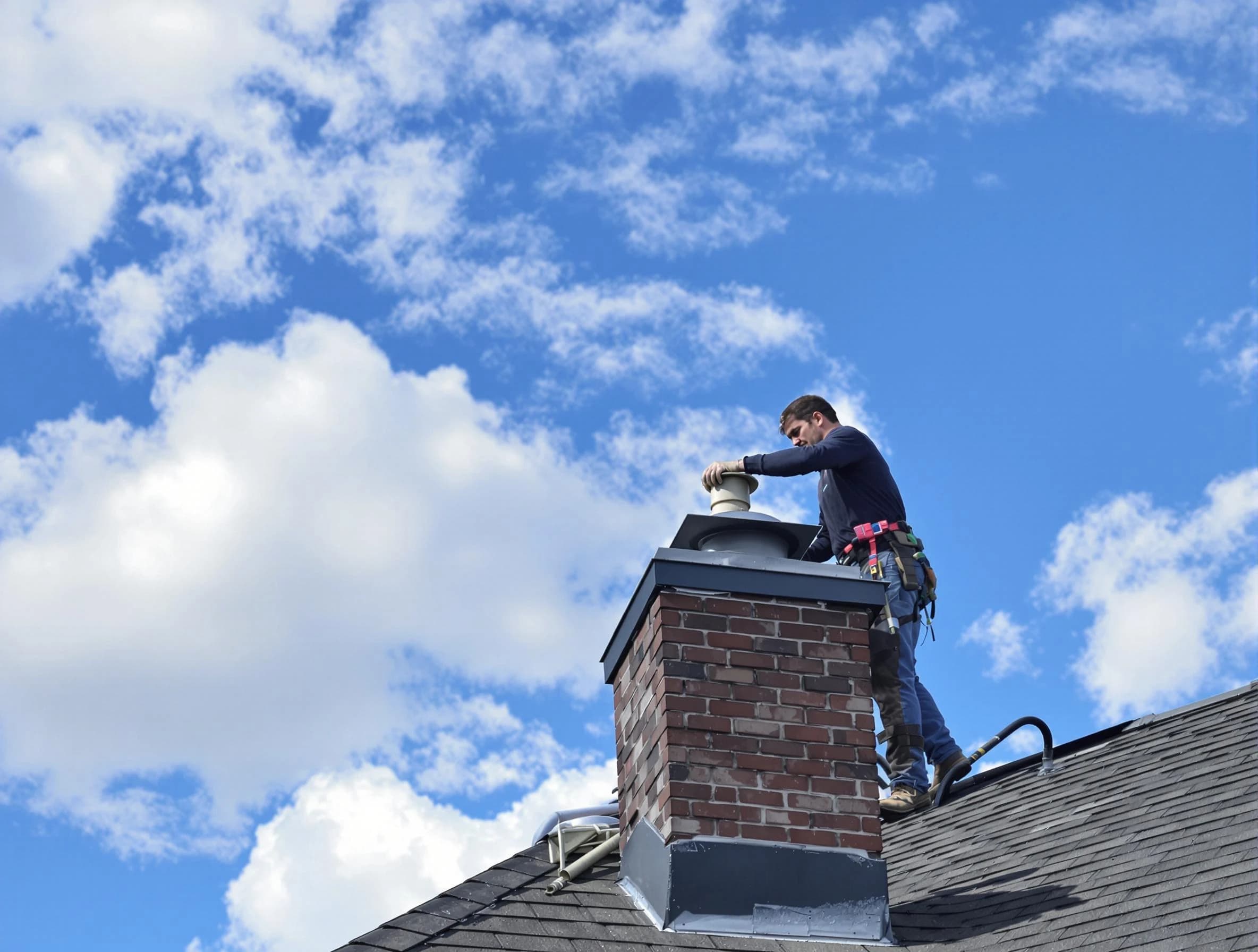 Harrison Chimney Sweep installing a sturdy chimney cap in Harrison, PA