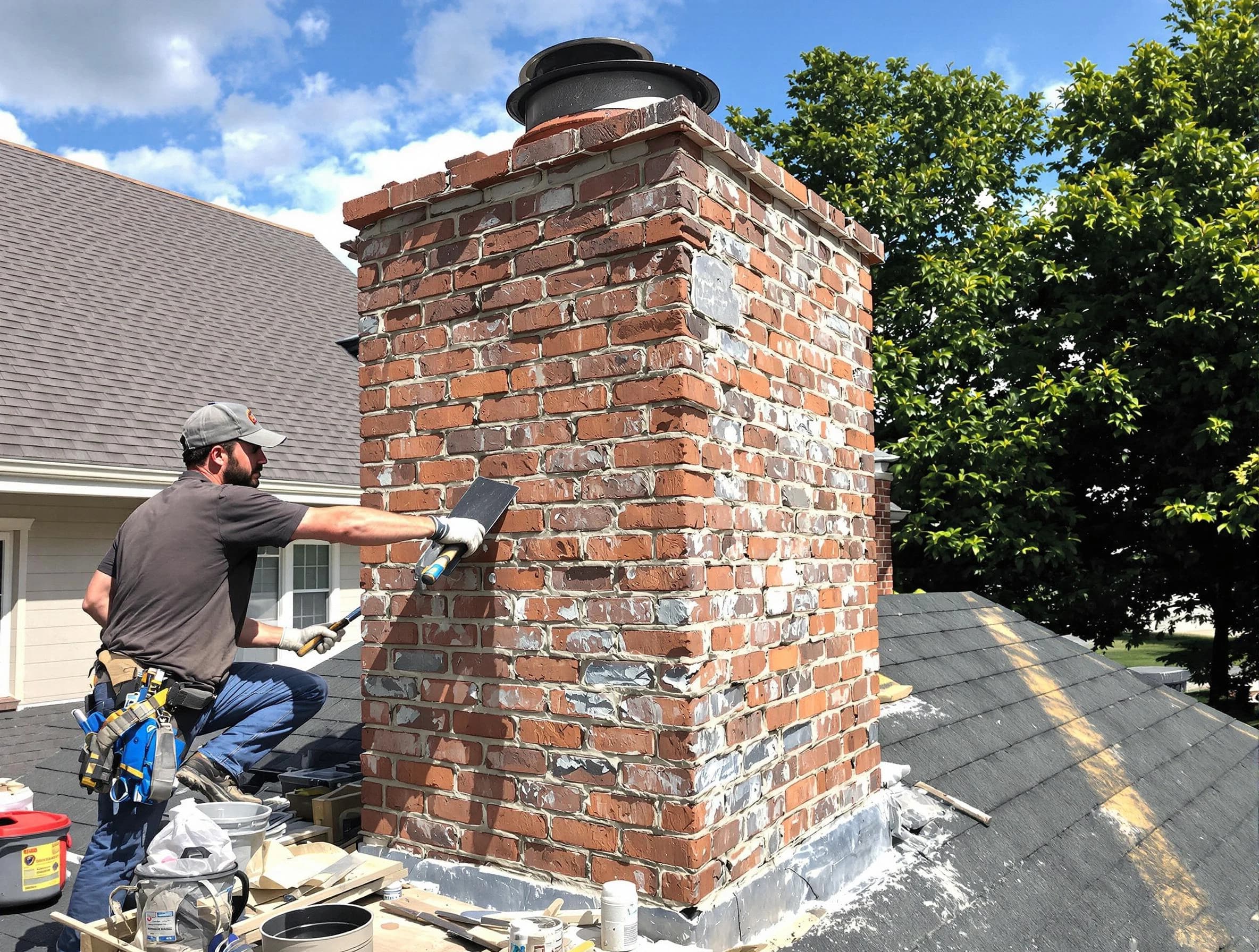 Completed chimney rebuild by Harrison Chimney Sweep in Harrison, PA