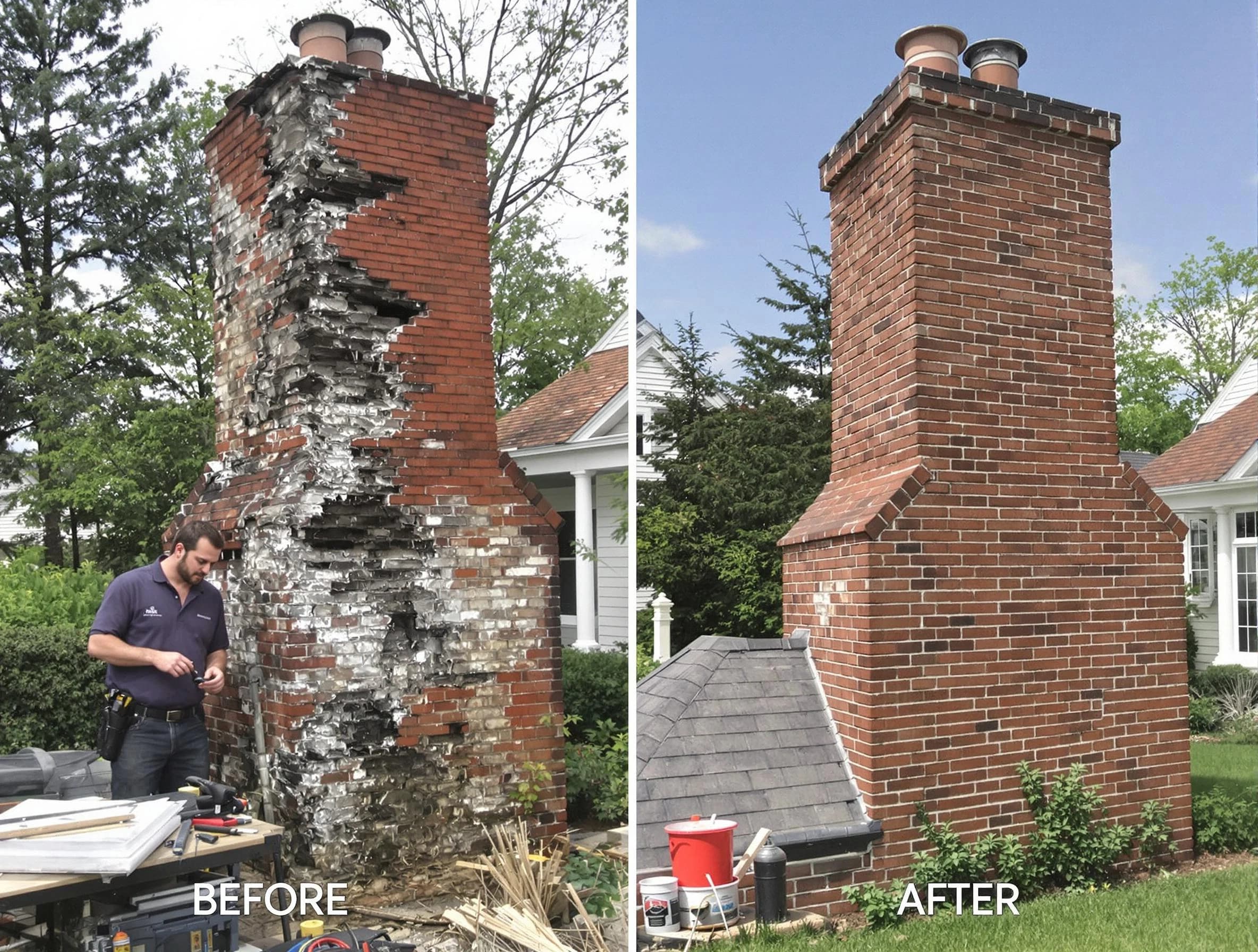 Harrison Chimney Sweep performing a full chimney restoration in Harrison, PA