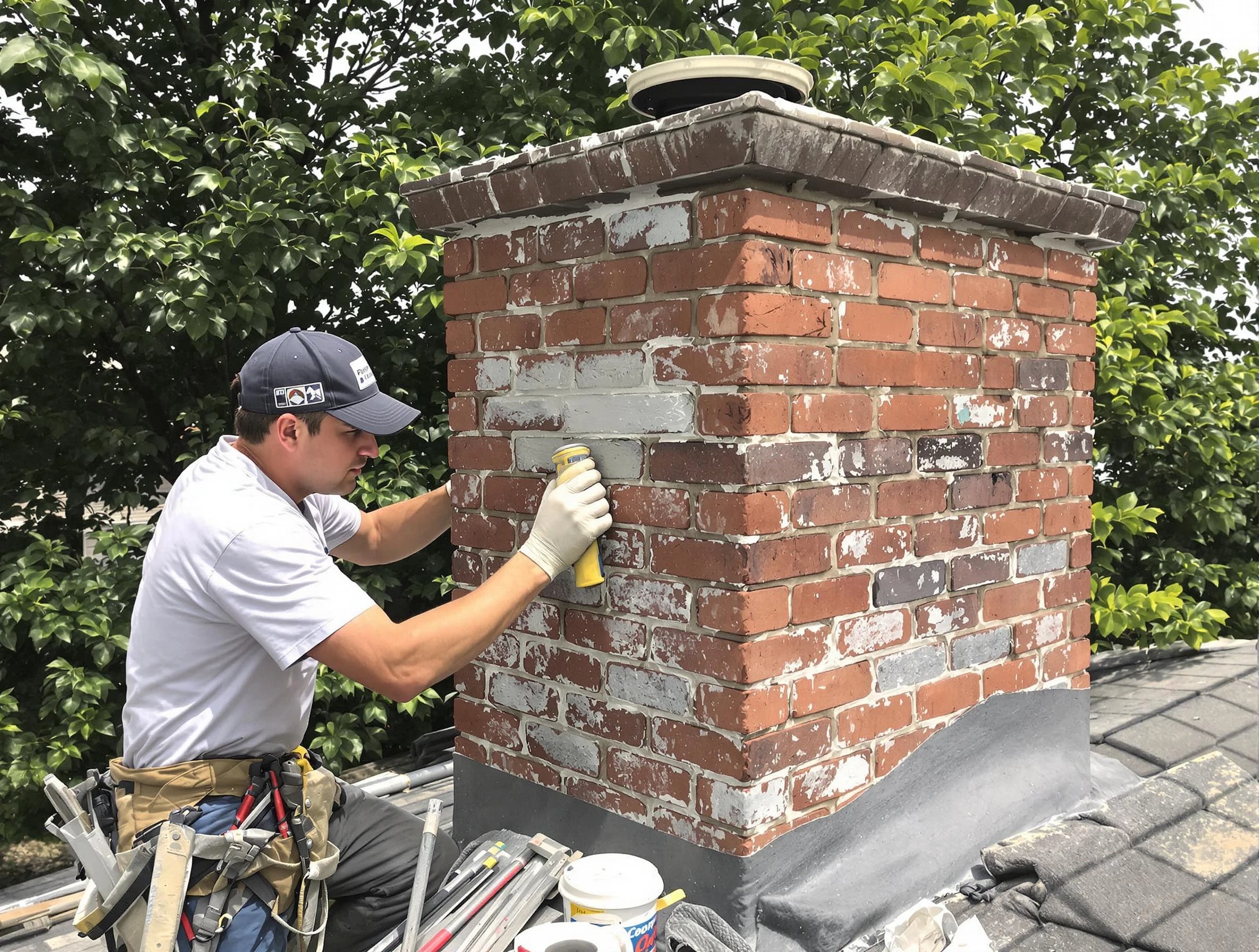 Harrison Chimney Sweep restoring an aging chimney in Harrison, PA