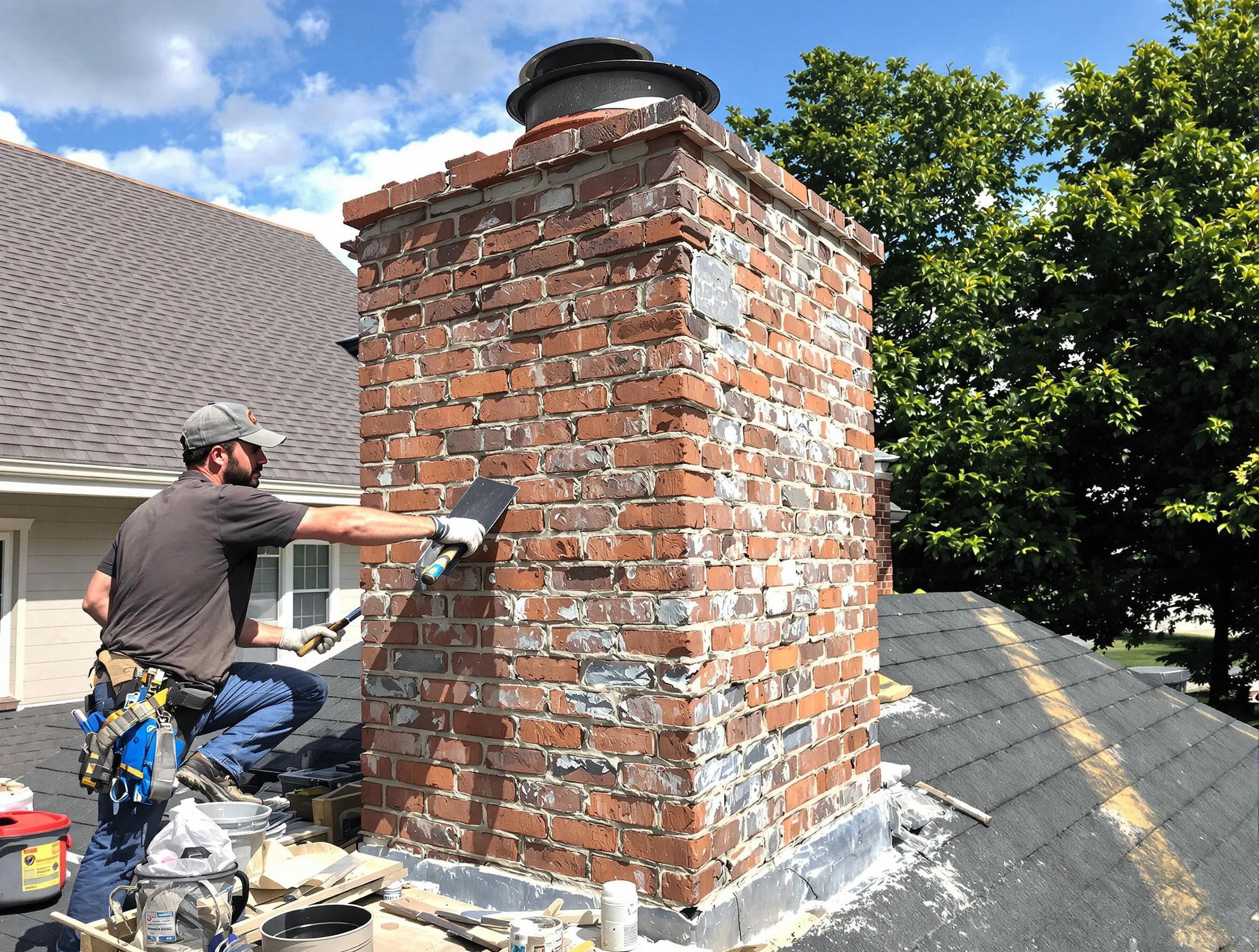 Completed chimney rebuild by Harrison Chimney Sweep in Harrison, PA